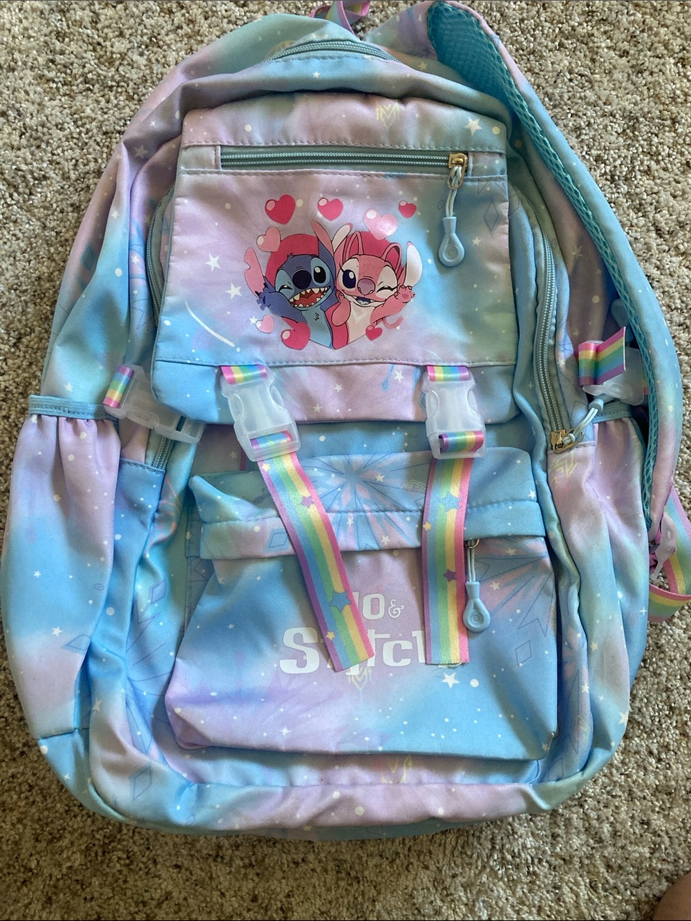 Lilo & Stitch Angel Heart Pink & Blue Star Kids Unisex Backpack